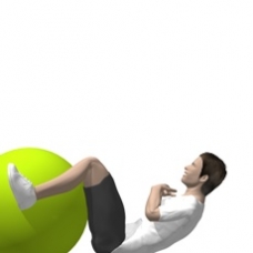 Fitness Ball Crunch, On Floor, Fixed Legs Ending Position