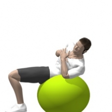 Fitness Ball Crunches, seitlich Endposition