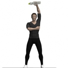 Water Bottles Triceps Extension, Standing, One Arm Starting Position