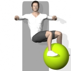 Fitness Ball Hüftrotation, Rückenlage Endposition